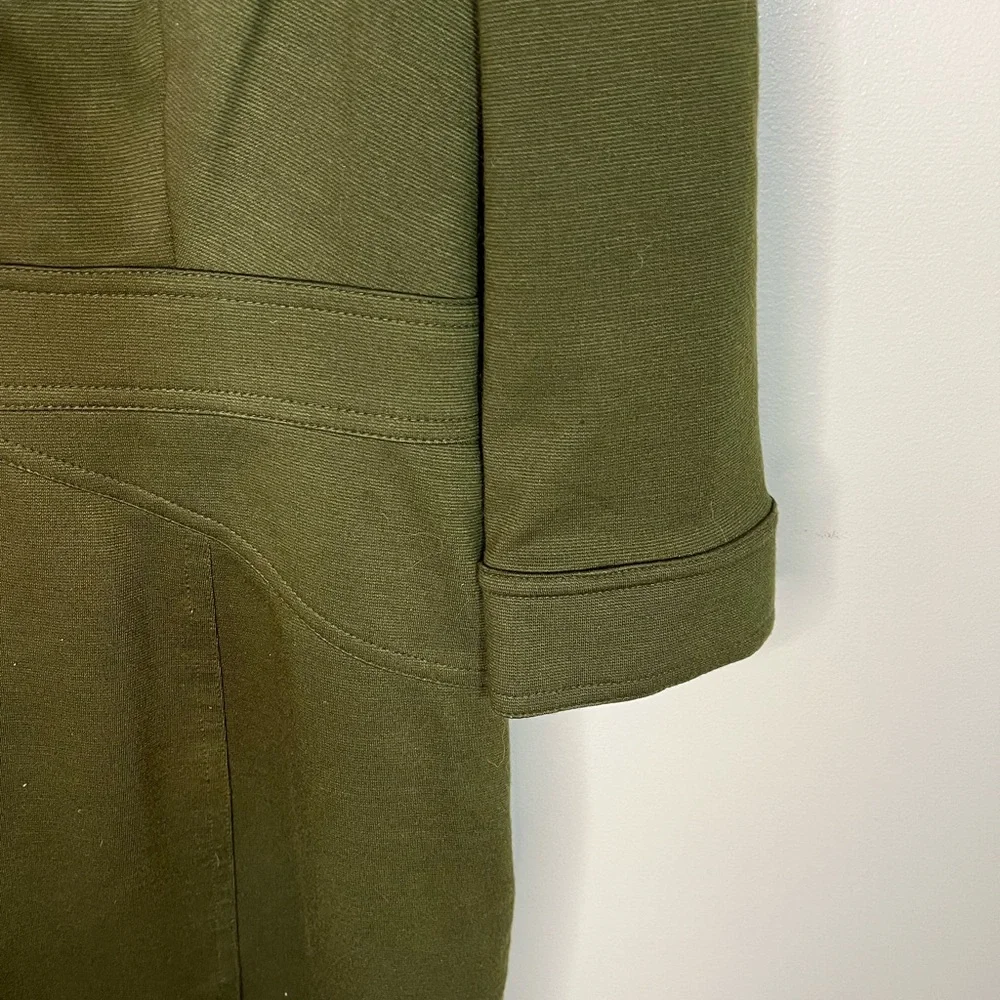 Kay Unger Olive Green Dress Women’s 12 Military Inspired, Office semi-Fitted